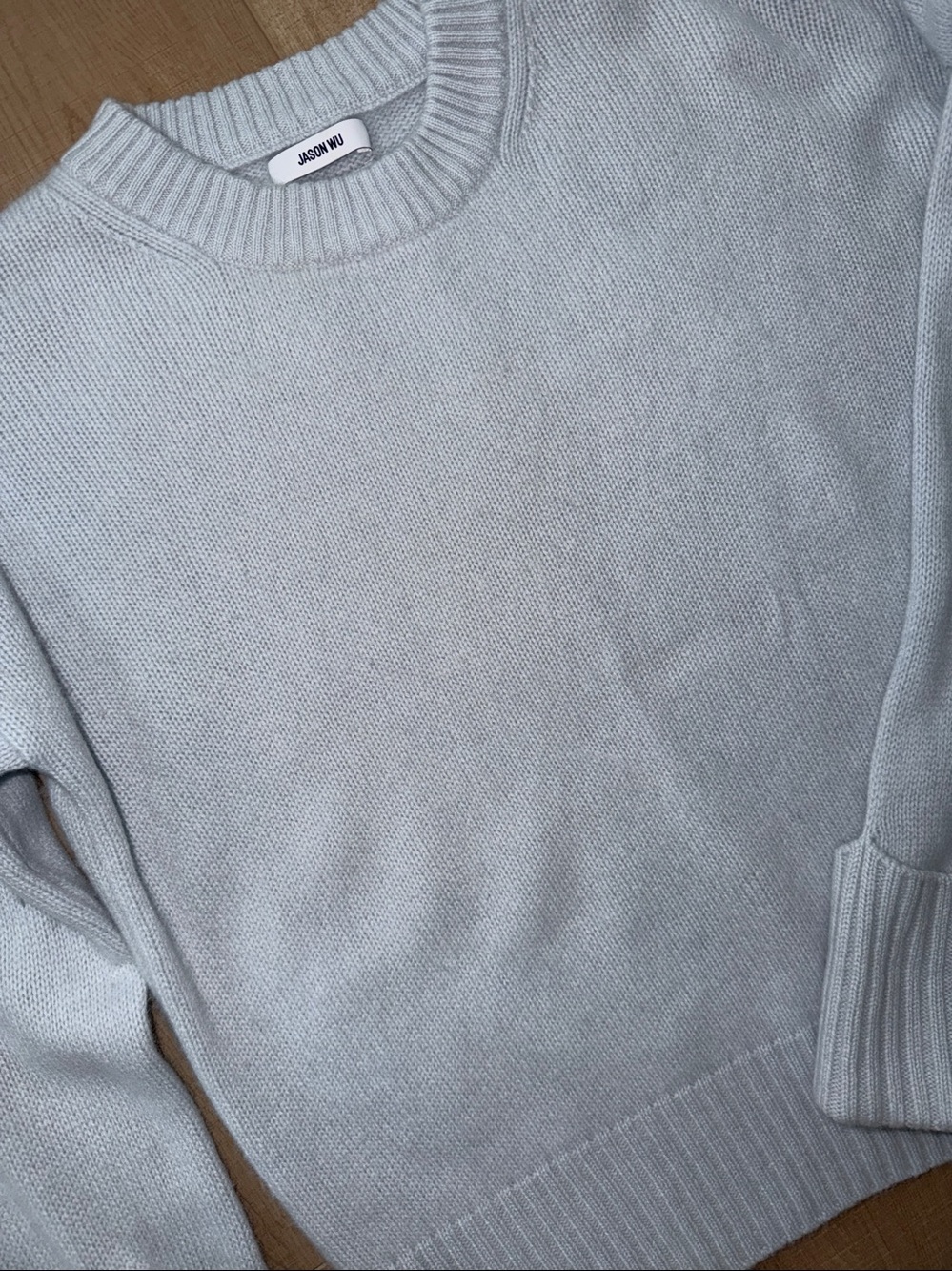 Jason Wu Women’s 100% Cashmere Light Blue Crew Neck Sweater-Large